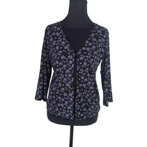 Notations Womens Floral Top Faux Cardigan Size SP Y2K Fairy Grunge 3/4 Sleeve - Picture 1 of 10